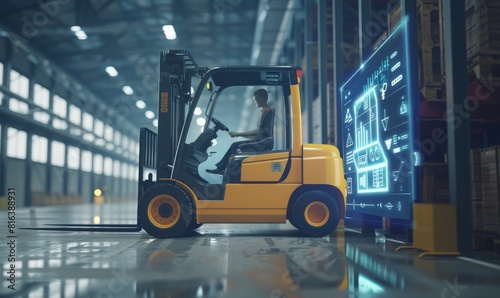 Enhanced forklift truck with holographic projection