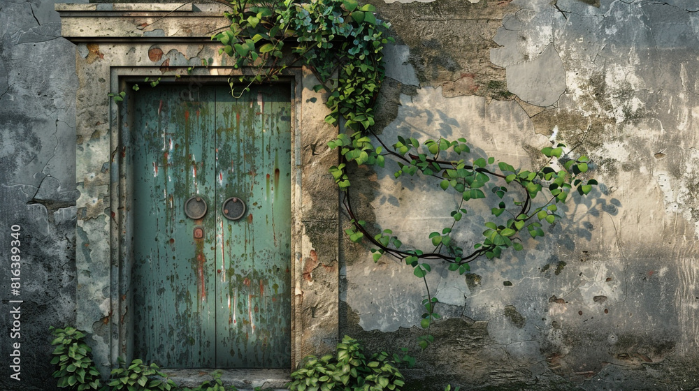 old door with green paint