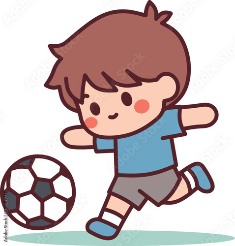 Kid playing soccer illustration