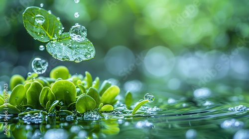 water drops on green leaf