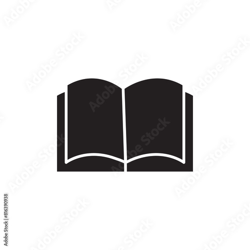 Open book pages icon.  Library reading symbol black trendy style illustration on white background..eps