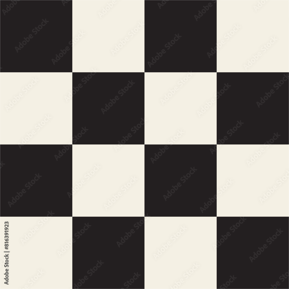 Large Checkered Black and Bone White Seamless Pattern	