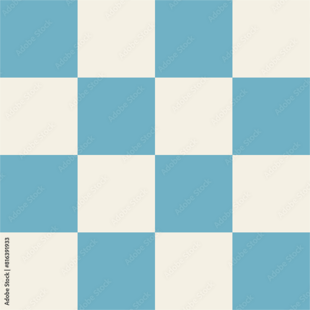 Large Checkered Blue and Bone White Seamless Pattern	
