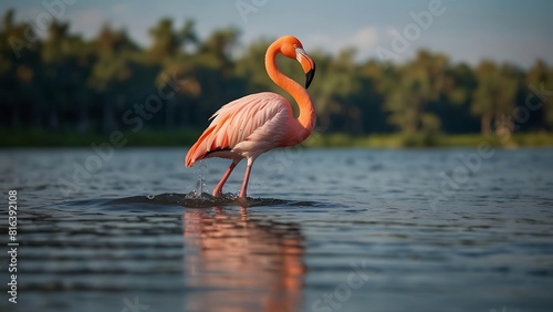 flamingo in the water