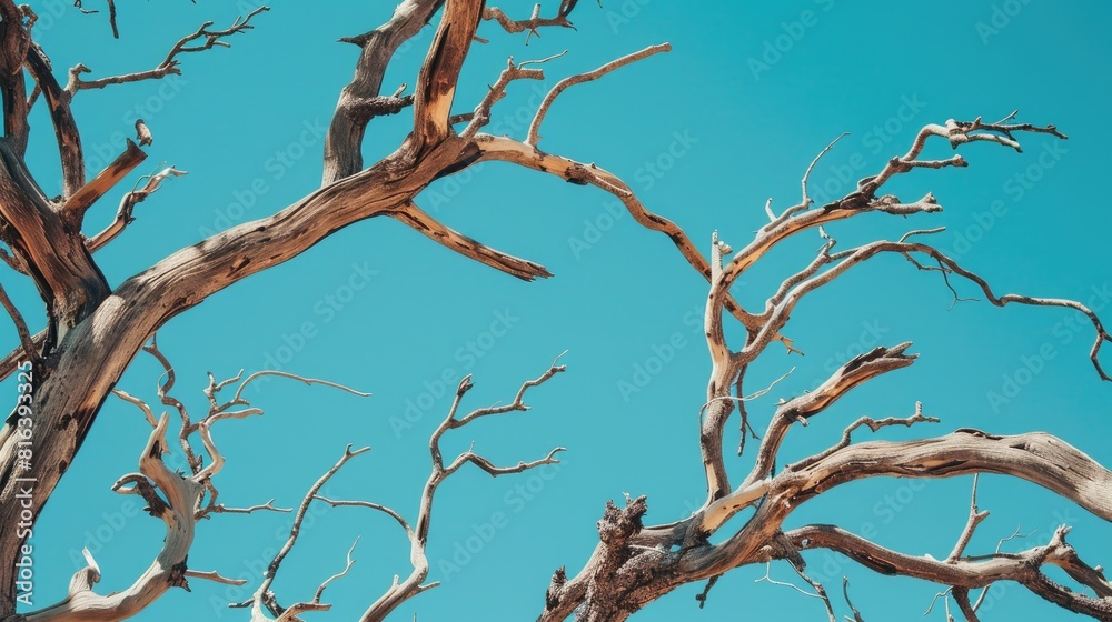 Dry dead tree branches contrast with the clear blue sky Dry dead tree branches contrast with the clear blue sky