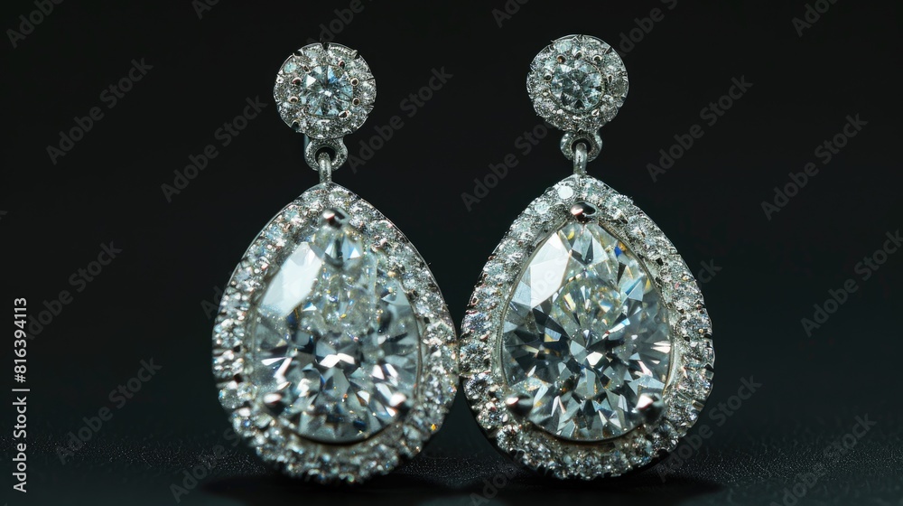 Front view of White Diamond Silver Earrings Front view of White Diamond Silver Earrings