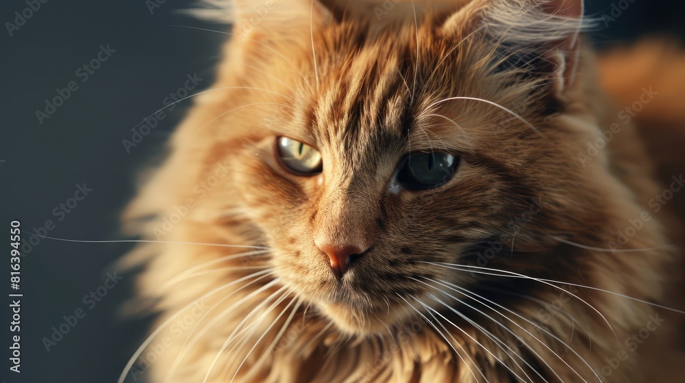 A cat with brown fur is perched A cat with brown fur is perched