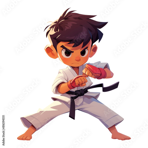 Illustration of boy take karate fighting pose photo