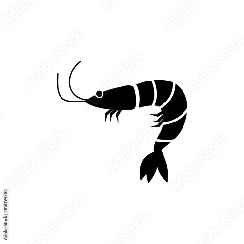 Shrimp, Prawn icon vector, simple black illustration on white background..eps