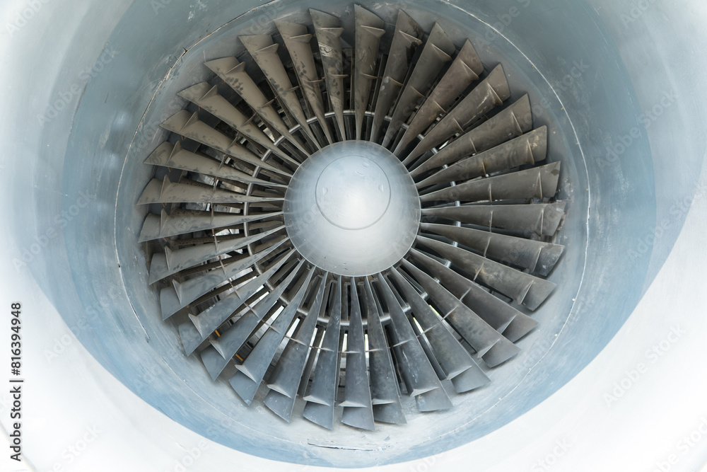 Fototapeta premium Airplane propeller on the wings . aircraft propellers, also called an airscrew, converts rotary motion from an engine or other power source into a swirling