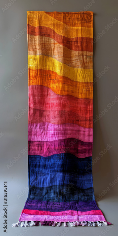 Colorful Gradient Textile with Tassels Colorful Gradient Textile with Tassels