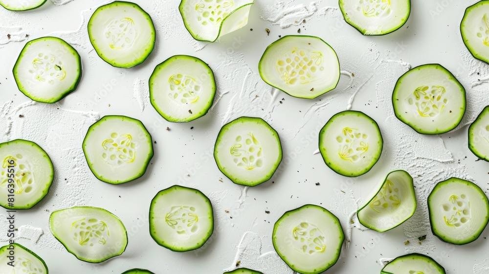 Fresh Sliced Green Zucchini Vegetable on White Background Fresh Sliced Green Zucchini Vegetable on White Background
