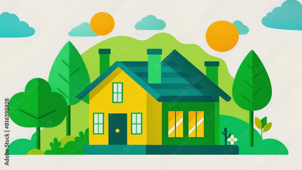 An illustration of a home with energy efficient features and the phrase Making green homes a reality with green financing