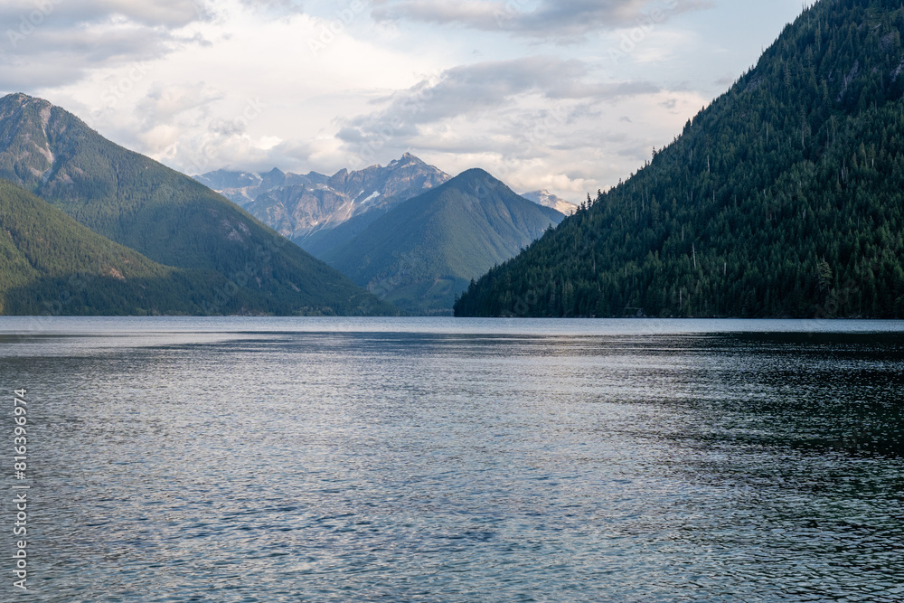 Beautiful waters of the Chilliwack Lake park clouds and mountains Beautiful waters of the Chilliwack Lake park clouds and mountains