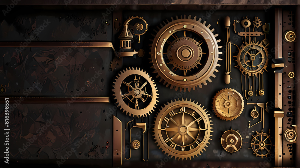 Abstract Background With Gear and Steam Engine Theme Abstract Background With Gear and Steam Engine Theme