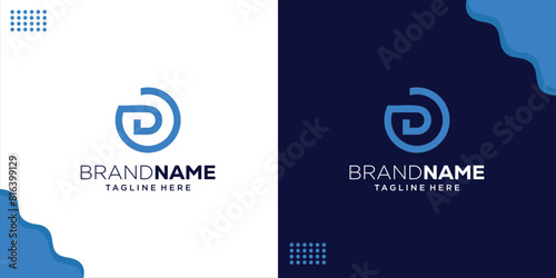 Creative Logo Initial Letter D Inside Circle Shape, OD, DO, D Inside O Round Lowercase Black Monogram Logo Template, Design Inspiration, Illustration, Vector