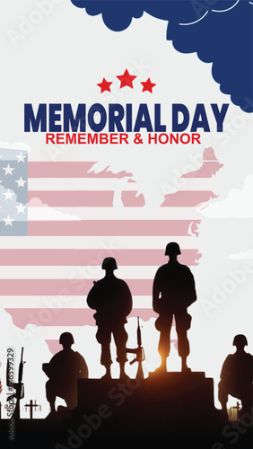 memorial day, remember and honor poster