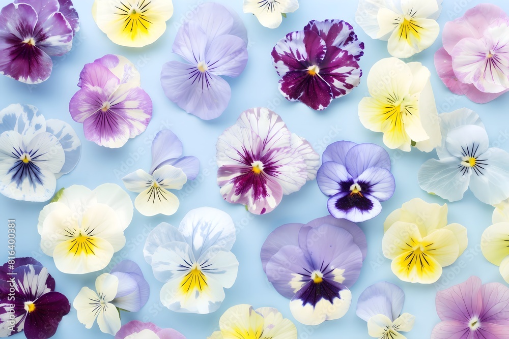Pansies flowers, copy space, banner style, summer vibe Pansies flowers, copy space, banner style, summer vibe
