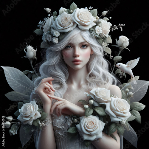 floral fairy, beautiful and perfect face, intricate details, 8K