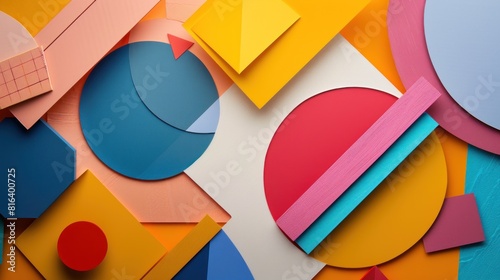 A colorful collage of shapes and circles. photo