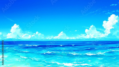 landscape beach style drawing anime background