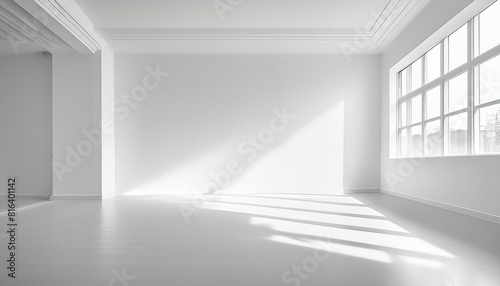 Minamal abstract white background for product presentation. Window shadow  White empty room and wall.