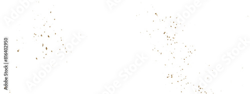 Abstract doted and confetti golden glitter and dust particles splatter on transparent background. Dust golden grunge background. Vector illustration.