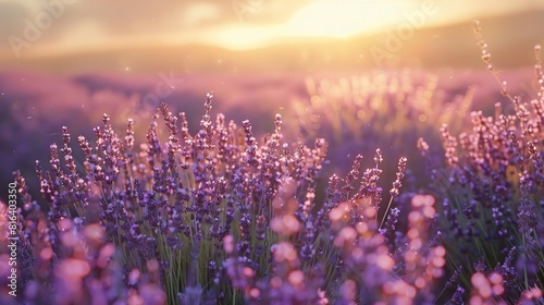 A field of lavender swaying in the breeze  its calming scent filling the air and attracting pollinators