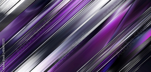 Luxury abstract amethyst purple and silver in sleek diagonal lines.