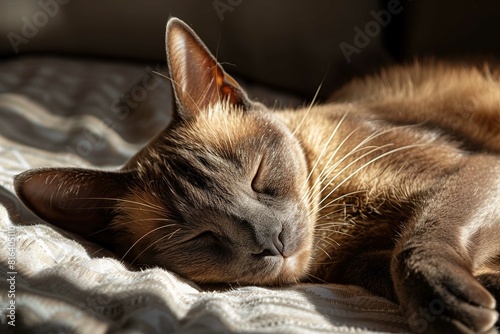 Burmese, Cat, Curled up in a sunbeam photo