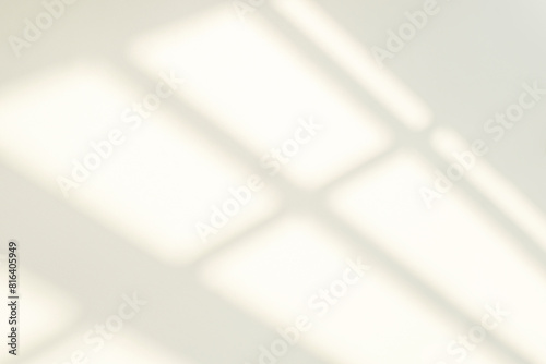 Abstract light reflection and grey shadow from window on white wall background. Gray window shadows and sunshine stripe diagonal geometric overlay effect for backdrop and mockup design