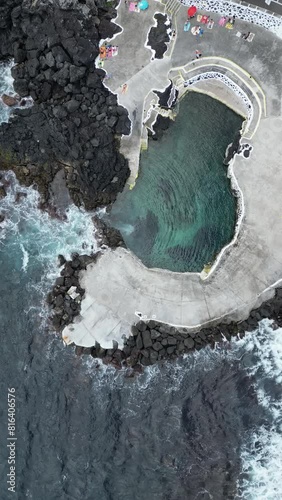 Aerial video on Piscina Natural do Refuge, Azores, Portugal photo