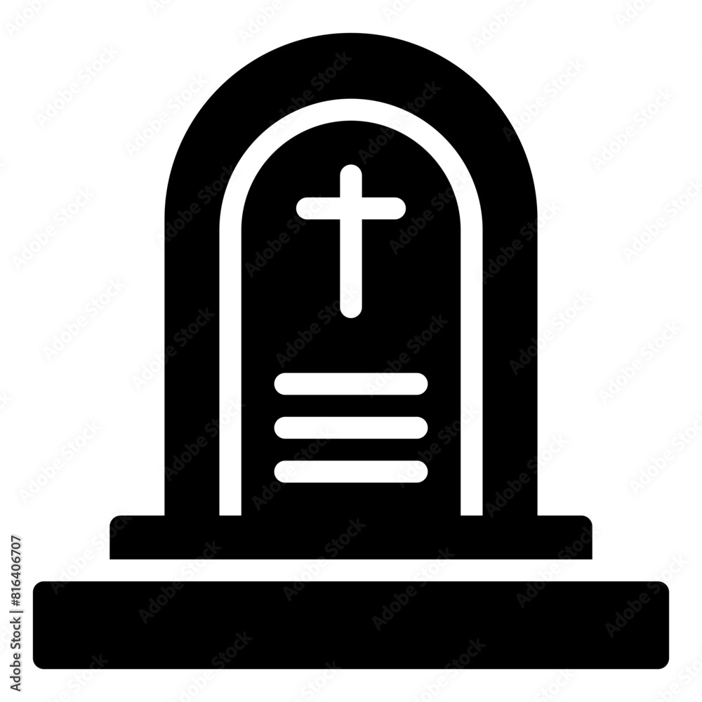 Fototapeta premium Tombstone Icon in Glyph Style