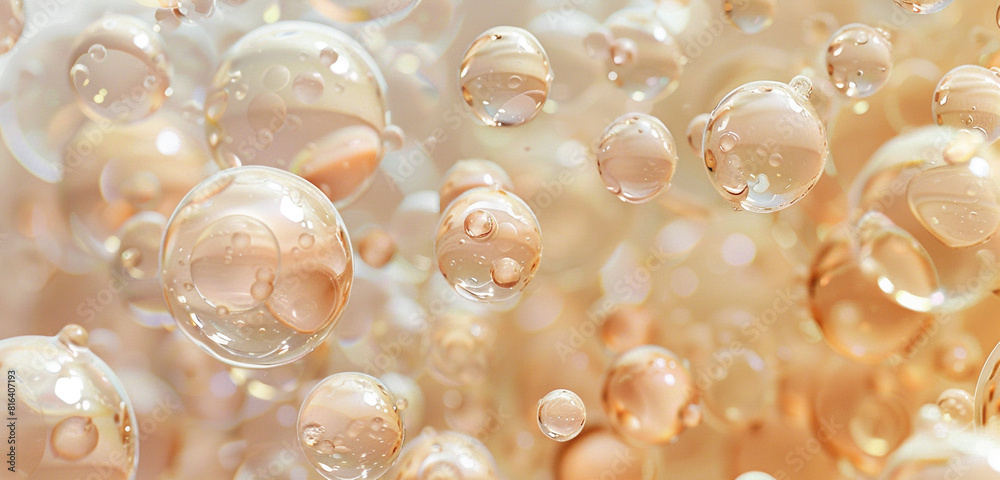 Sandy beige blobs dance on holographic canvas. Sandy beige blobs dance on holographic canvas.