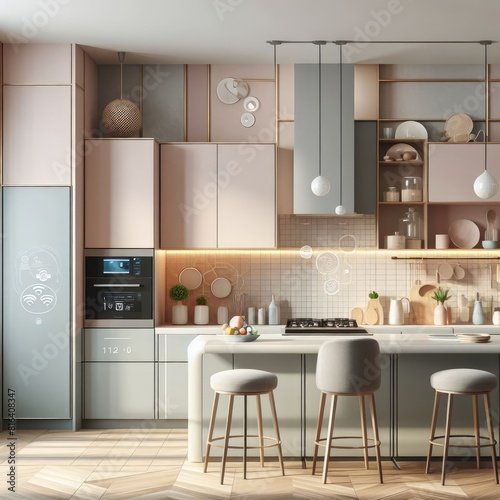 Modern Kitchen Set Design with IoT Concept