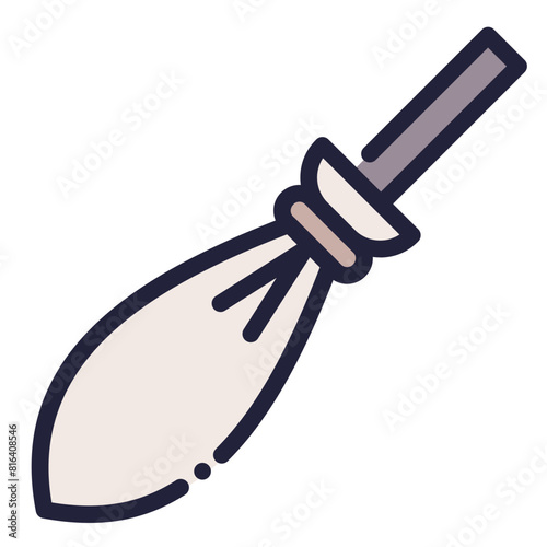 Magic Broom Icon in Dashed Filled Line Style