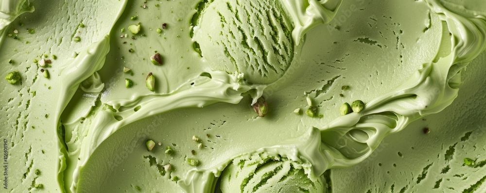 Obraz premium Gourmet pistachio ice cream texture