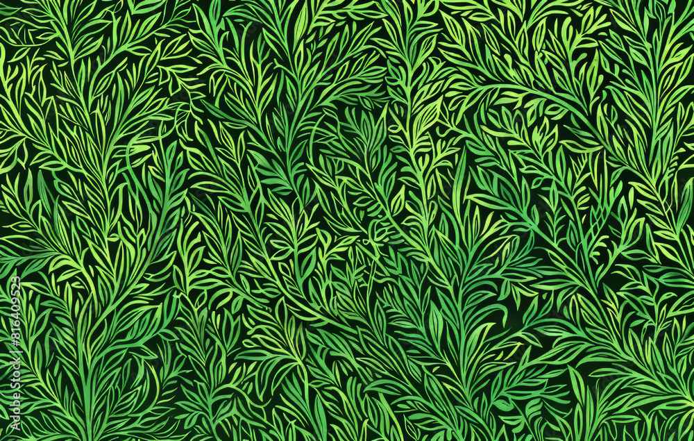 Verdant Canopy: Seamless Botanical Pattern of Lush Green Foliage