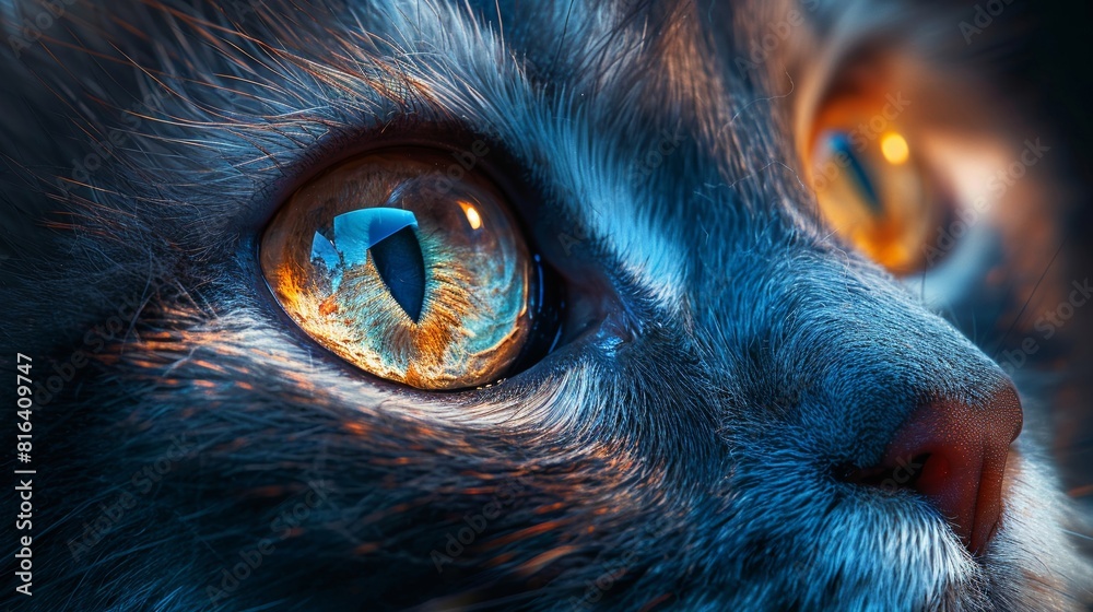 The cat gazed at me with its face adorned in soft pastel hues The cat gazed at me with its face adorned in soft pastel hues
