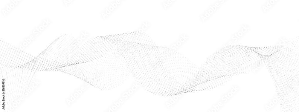 Abstract flowing dots particles wave curved lines on transparent background. Black halftone gradient smooth curve line shape background. Design for frequency sound, technology, science, banner. Vector Abstract flowing dots particles wave curved lines on transparent background. Black halftone gradient smooth curve line shape background. Design for frequency sound, technology, science, banner. Vector