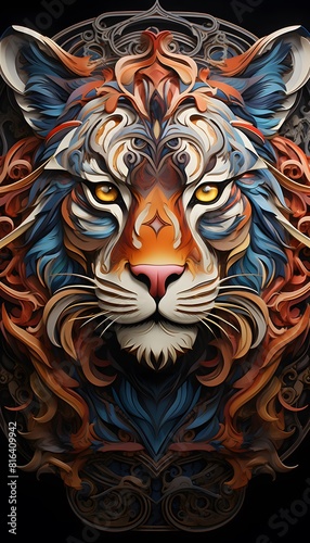 Abstract portrait of a Siberian tiger.