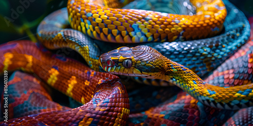 Beautiful bright snake in the park