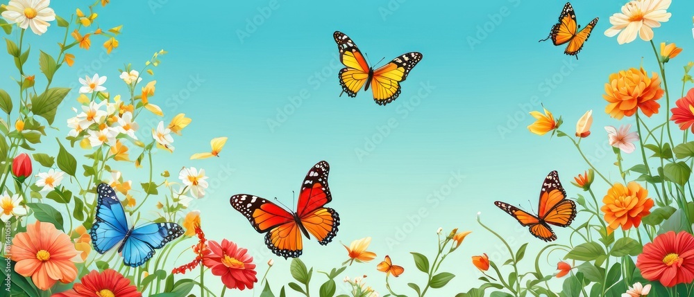 A serene garden with pastel flowers. Butterflies flutter among the blooms in the soft, golden morning light, creating a dreamy atmosphere. A serene garden with pastel flowers. Butterflies flutter among the blooms in the soft, golden morning light, creating a dreamy atmosphere.