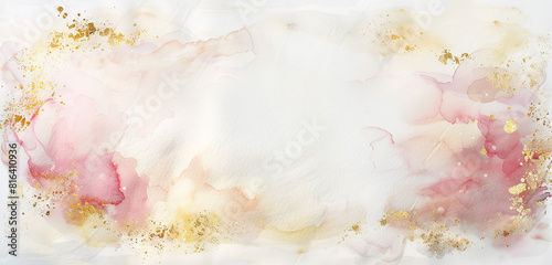 Sublime mix of ivory  pink  and subtle gold watercolor on wide canvas.