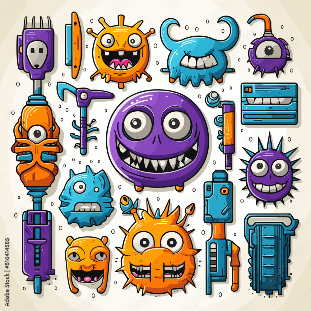 various electronic character icons on a white background various electronic character icons on a white background