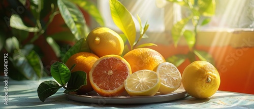 Refreshing and delicious citrus fruits. photo