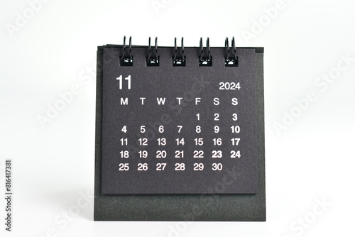 black 2024 calendar isolated on white background
