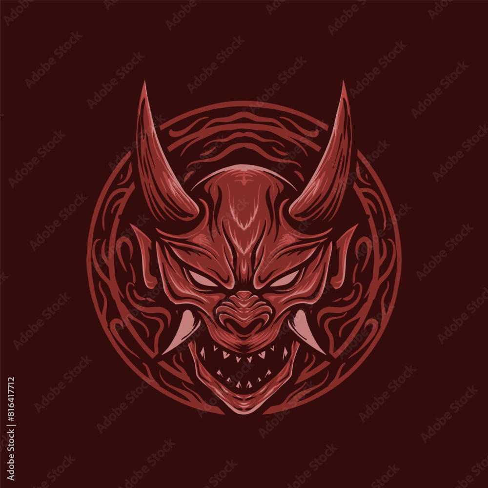 the red oni mask vector illustration the red oni mask vector illustration