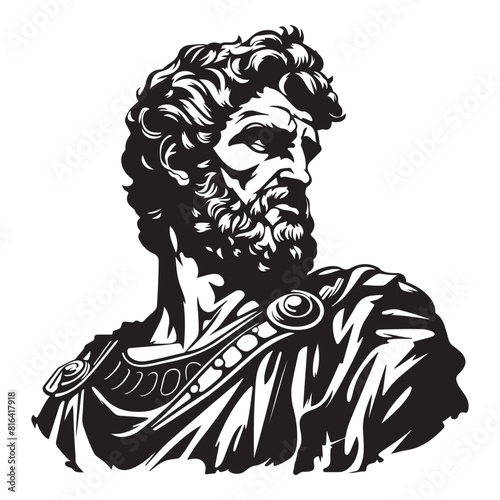 Caesar Fury Bold Angry Roman Emperor Emblem for Clothing