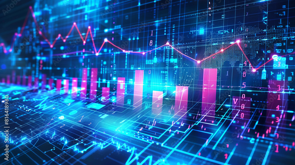 computer chart of business technology concept evaluation growth finance. computer chart of business technology concept evaluation growth finance.